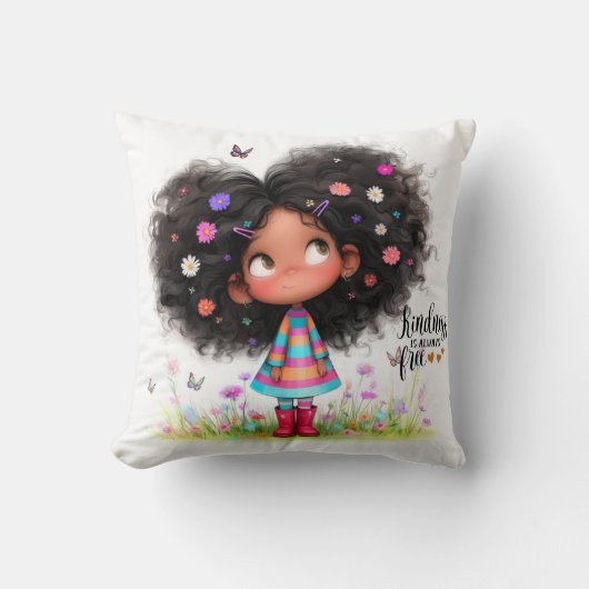 Quirky Girl Kindness Throw Kissen (Vorderseite)