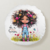 Quirky Girl Nice Human Round Pillow Rundes Kissen (Vorderseite)