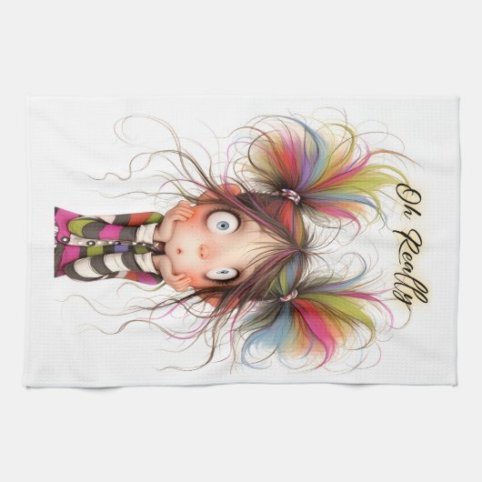 Quirky Girl Oh Really Kitchen Handtücher (Horizontal)