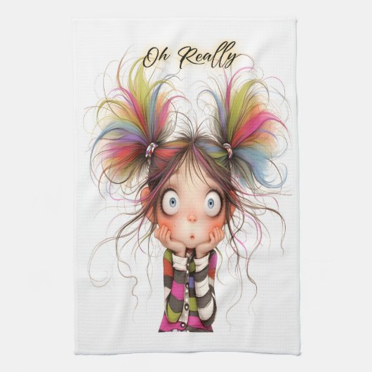 Quirky Girl Oh Really Kitchen Handtücher (Vertikal)