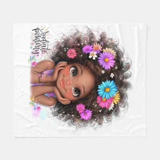 Quirky Girl Radiate Positivity Fleece Blanket (Vorderseite (Horizontal))