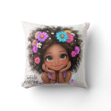 Quirky Girl Radiate Positivity Throw Kissen