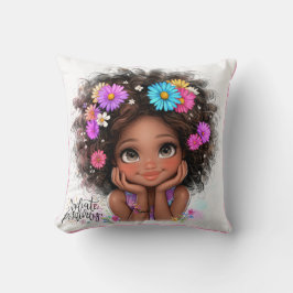 Quirky Girl Radiate Positivity Throw Kissen