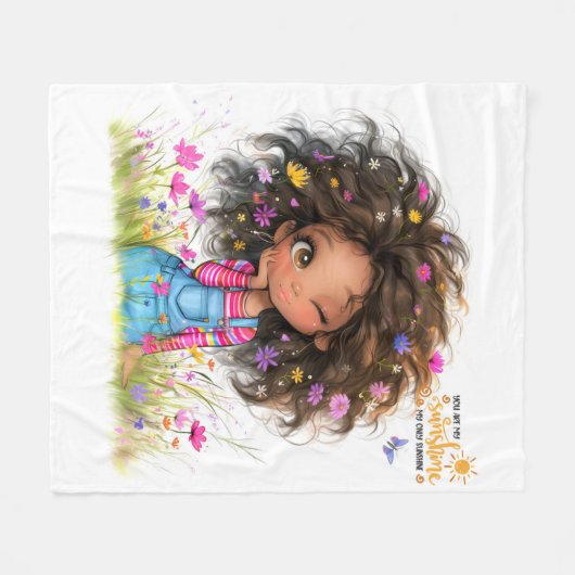 Quirky Girl Sunshine Fleece Blanket (Vorderseite (Horizontal))
