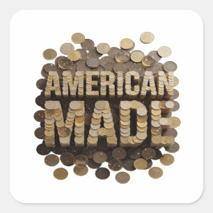 Quirky Gold AMERICAN MADE Vinyl Stil Quadratischer Aufkleber