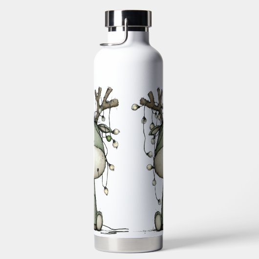 QUIRKY GREEN HOLIDAY CHRISTMAS REINDEER AND LIGHTS TRINKFLASCHE (Rechts)