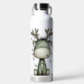 QUIRKY GREEN HOLIDAY CHRISTMAS REINDEER AND LIGHTS TRINKFLASCHE (Vorderseite)