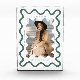 Quirky Green Wavy Line Graduate Keepake Fotoblock