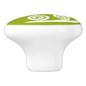 Quirky Green & White Unfurling Fern Frontend Keramikknauf (Seitenansicht)