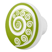 Quirky Green & White Unfurling Fern Frontend Keramikknauf (Rechts)