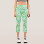 Quirky Groovy Boho Hippie Abstrakt Blob Mosaic Capri Leggings (Vorderseite)