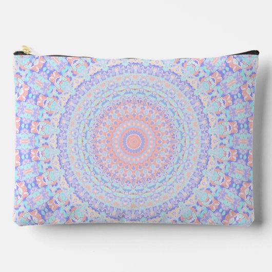 Quirky Groovy Eclectic Bohemisch Pastel Mandala Zubehörtasche (Vorderseite)