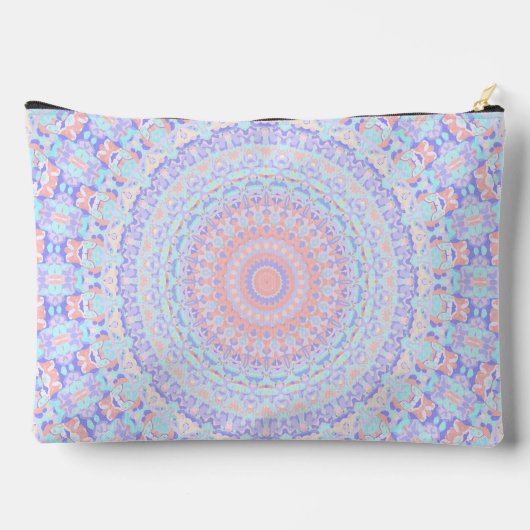 Quirky Groovy Eclectic Bohemisch Pastel Mandala Zubehörtasche (Rückseite)