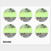 Quirky "Hallo, mein Name ist..."-Taste. Runder Aufkleber (Blatt)