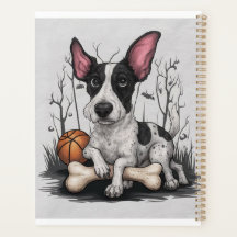 Quirky Halloween Pup: Gepunkteter Hund mit Basketb