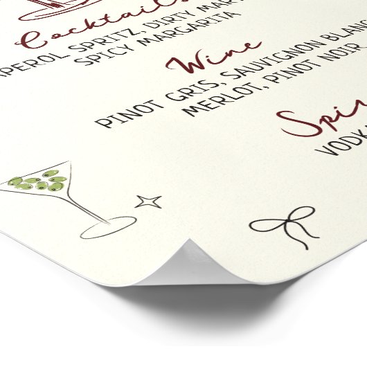 Quirky Hand Drawing Bar Menu Poster (Ecke)