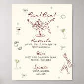 Quirky Hand Drawing Bar Menu Poster (Vorne)