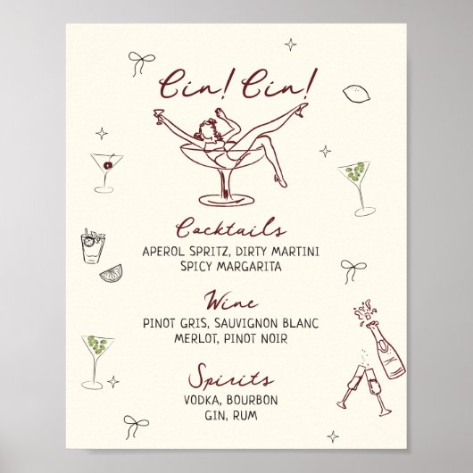 Quirky Hand Drawing Bar Menu Poster (Vorne)