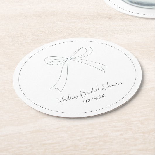 Quirky Hand Drawing Sketch Style Brautparty Runder Pappuntersetzer (Angewinkelt)