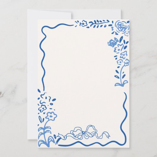 Quirky Hand Drawn Bow Scribble Wavy Brautparty Einladung (Rückseite)