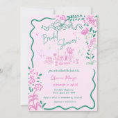 Quirky Hand Drawn Bow Scribble Wavy Brautparty Einladung (Vorderseite)