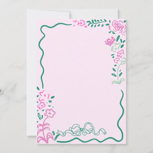 Quirky Hand Drawn Bow Scribble Wavy Brautparty Einladung (Rückseite)