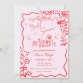 Quirky Hand Drawn Bow Scribble Wavy Brautparty Einladung (Vorderseite)