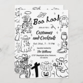Quirky Hand Drawn Cowboy Theme Halloween-Party Einladung (Vorne/Hinten)