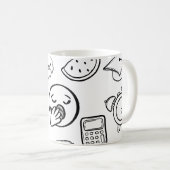 Quirky Hand Drawn Doodle Muster Kaffeetasse (VorderseiteRechts)