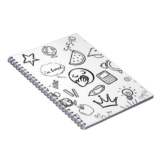 Quirky Hand Drawn Doodle Muster Notizblock (Rechte Seite)
