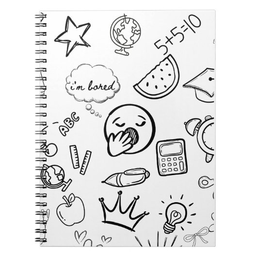 Quirky Hand Drawn Doodle Muster Notizblock (Vorderseite)