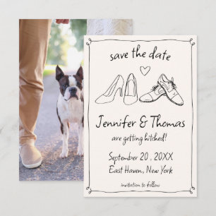 Quirky Hand Drawn Doodle Shoes Foto Hochzeit Save The Date