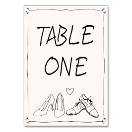 Quirky Hand Drawn Doodle Shoes Foto Hochzeit Tischnummer
