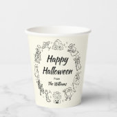 Quirky Hand Drawn Doodles Cowboy Happy Halloween Pappbecher (Vorderseite)