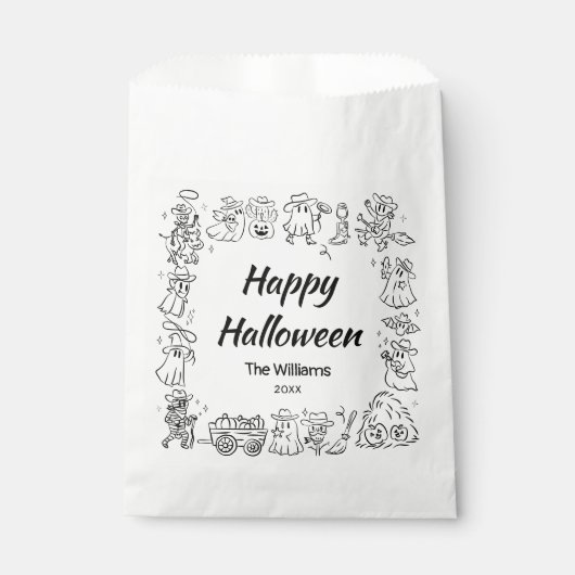 Quirky Hand Drawn Doodles Halloween Geschenktütchen (Vorderseite)