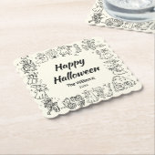 Quirky Hand Drawn Doodles Happy Halloween Untersetzer (angewinkelt)