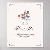 Quirky Hand Drawn Floral Urn Blume Bar Poster (Vorne)
