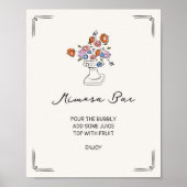 Quirky Hand Drawn Floral Urn Mimosa Bar Poster (Vorne)