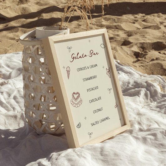 Quirky Hand Drawn Gelato Bar Poster