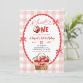 Quirky Hand Drawn Illustration Apple 1. Geburtstag Einladung (Stehend Vorderseite)