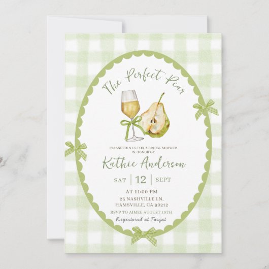 Quirky Hand Drawn Illustration Birnen Brautparty Einladung (Vorderseite)