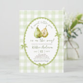 Quirky Hand Drawn Illustration Pear Baby Shower Einladung (Stehend Vorderseite)