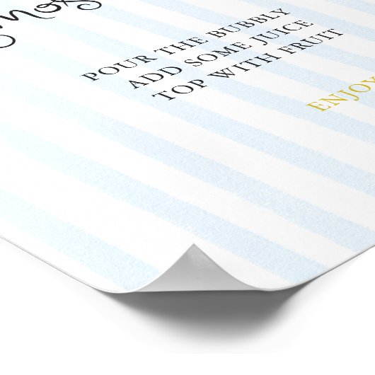 Quirky Hand Drawn Lemon Striped Mimosa Bar Poster (Ecke)