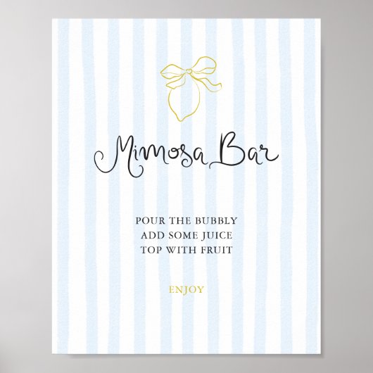 Quirky Hand Drawn Lemon Striped Mimosa Bar Poster (Vorne)