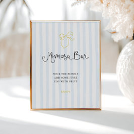 Quirky Hand Drawn Lemon Striped Mimosa Bar Poster