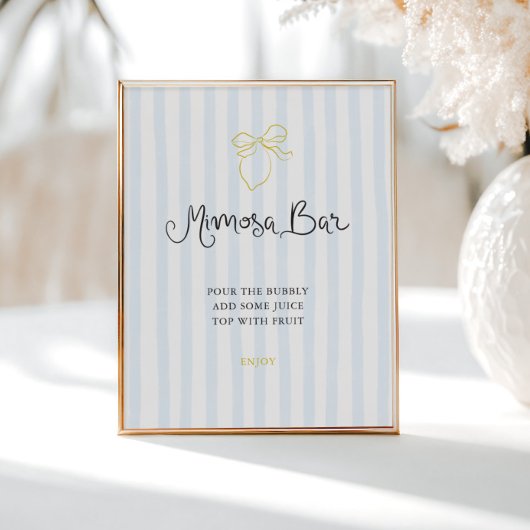 Quirky Hand Drawn Lemon Striped Mimosa Bar Poster