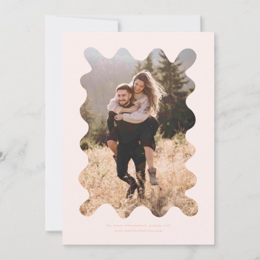 Quirky Hand Drawn Line Blush Pink Hochzeit Einladung (Rückseite)