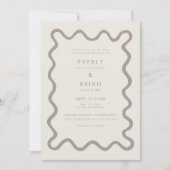 Quirky Hand Drawn Line Cream Wedding Einladung (Vorderseite)