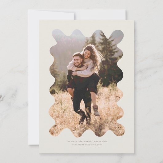 Quirky Hand Drawn Line Cream Wedding Einladung (Rückseite)