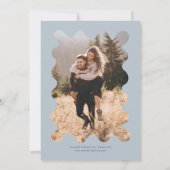 Quirky Hand Drawn Line Navy Blue Wedding Einladung (Rückseite)